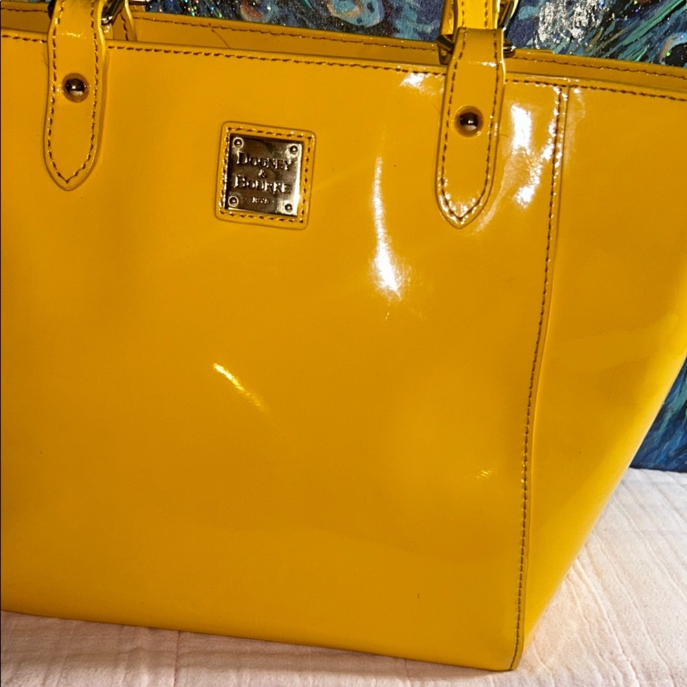 Dooney & Bourke Bright Yellow Patent Leather Tote Bag - Picture 2 of 16